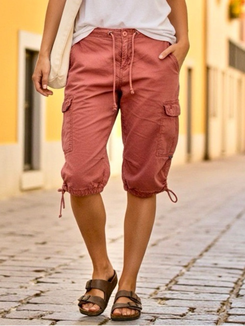 90s Prana Breathe Cargo Bermuda Shorts Low Rise Red Clay W6, GUC